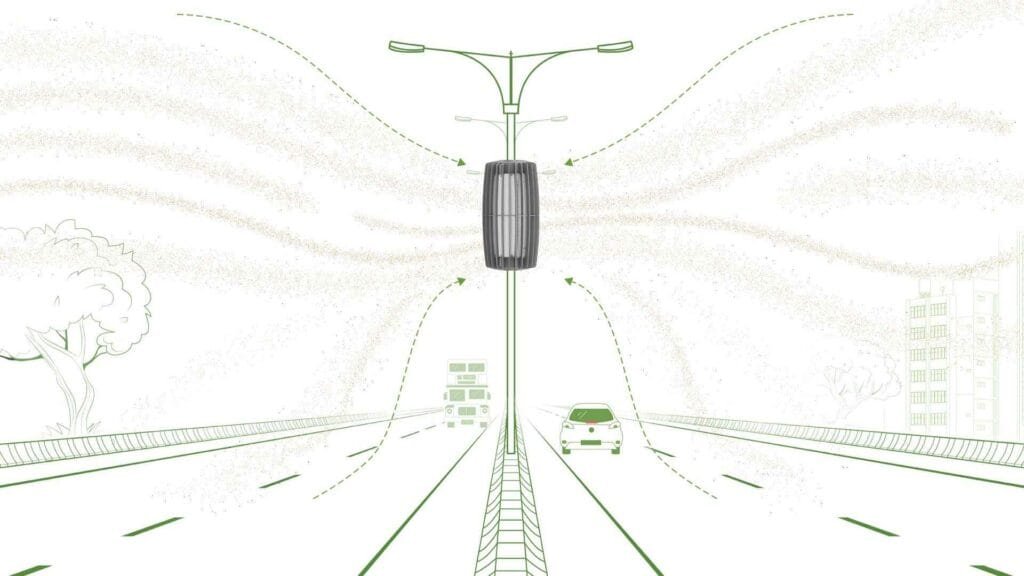 Image Showing Pamares Product in action on the centre divider of busy road